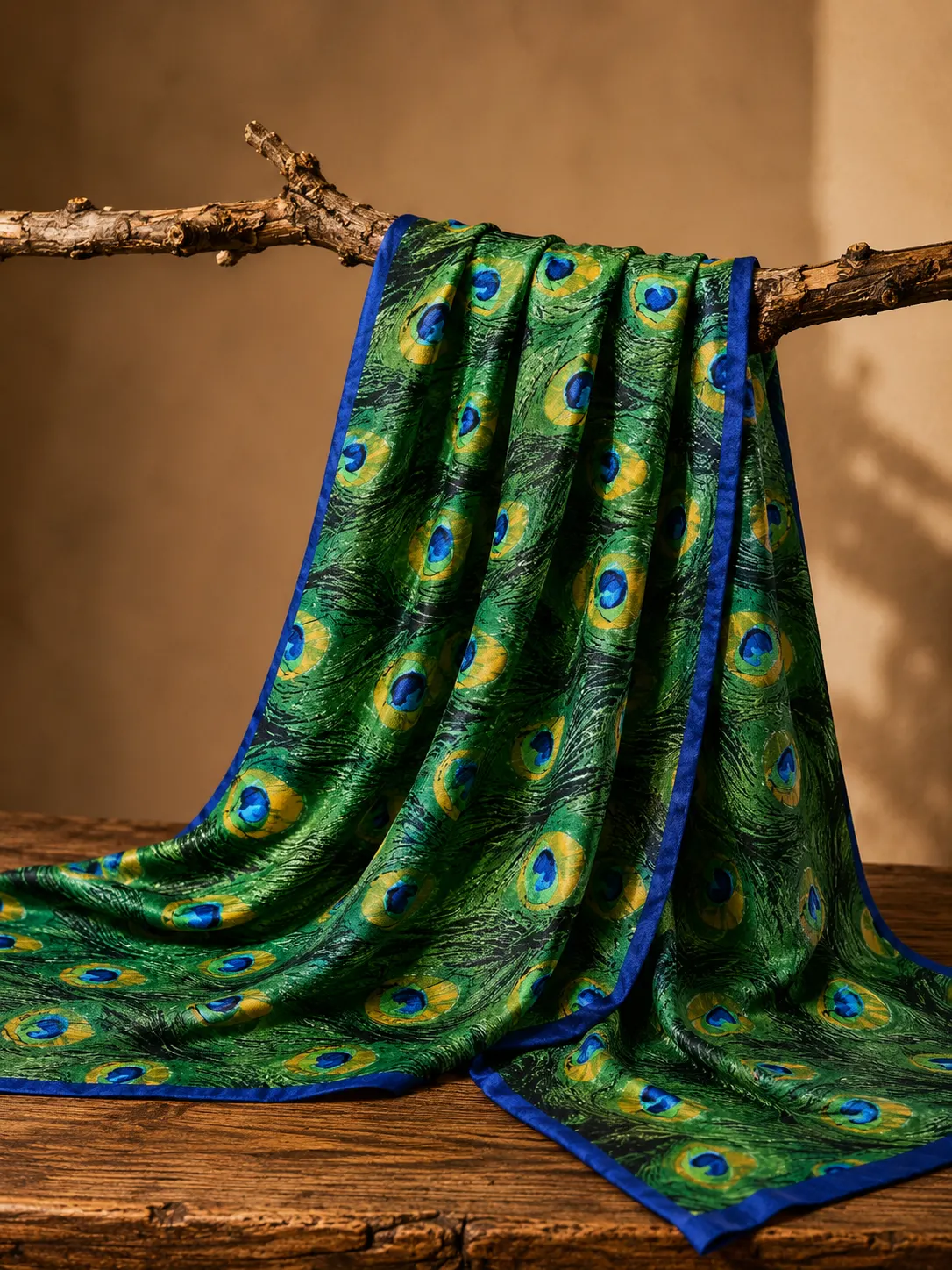 The Peacock Bloom Silk Scarf
