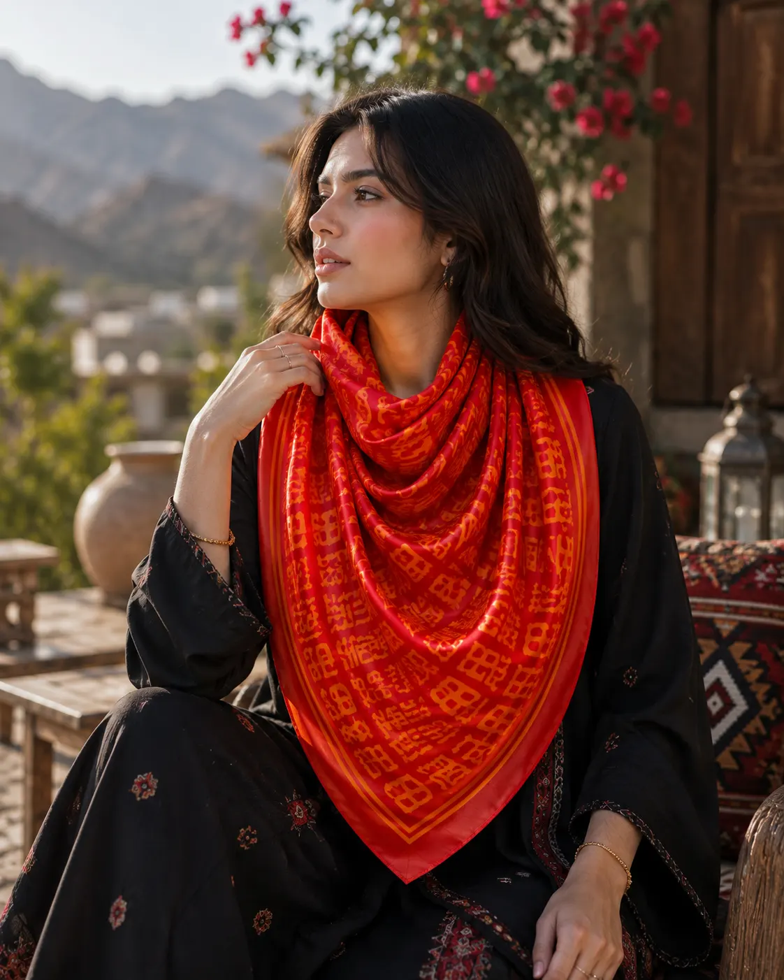 The Imperial Crimson Silk Scarf